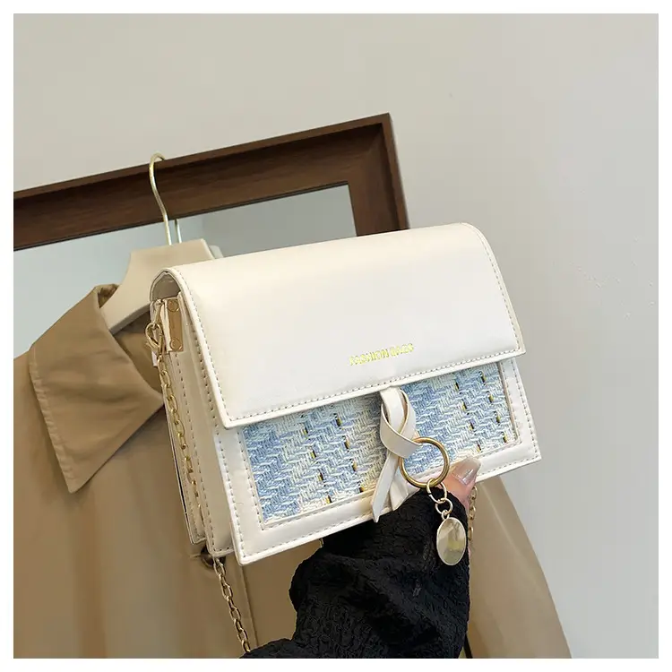 Women Plaid Bag Black Gold Chain 2024 Spring Summer