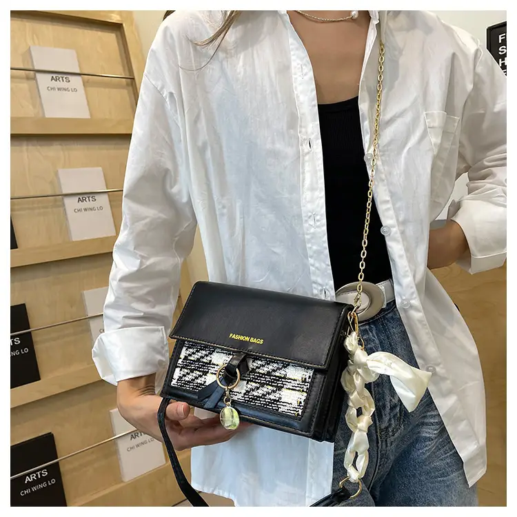 Women Plaid Bag Black Gold Chain 2024 Spring Summer — feature 24