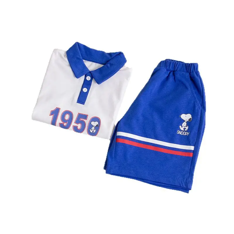 Children's Boys 1950 Polo Shirt Shorts Set Blue White