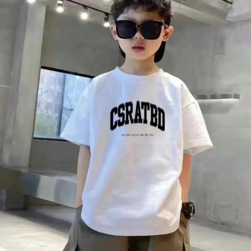 Boys Pure Cotton T-Shirt Black Short Sleeve Summer - Image 7