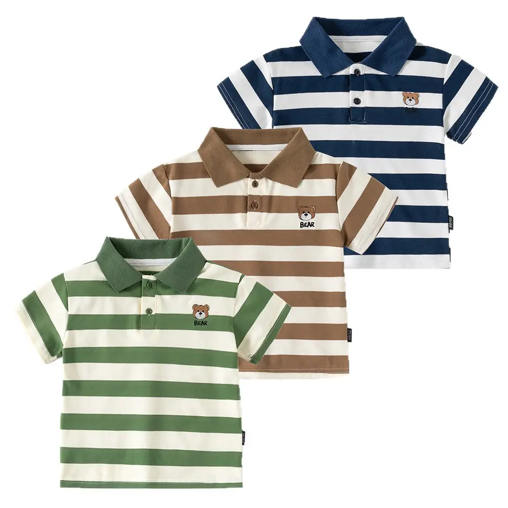 Boys Striped Polo T-Shirt Navy White 2025 - Image 7