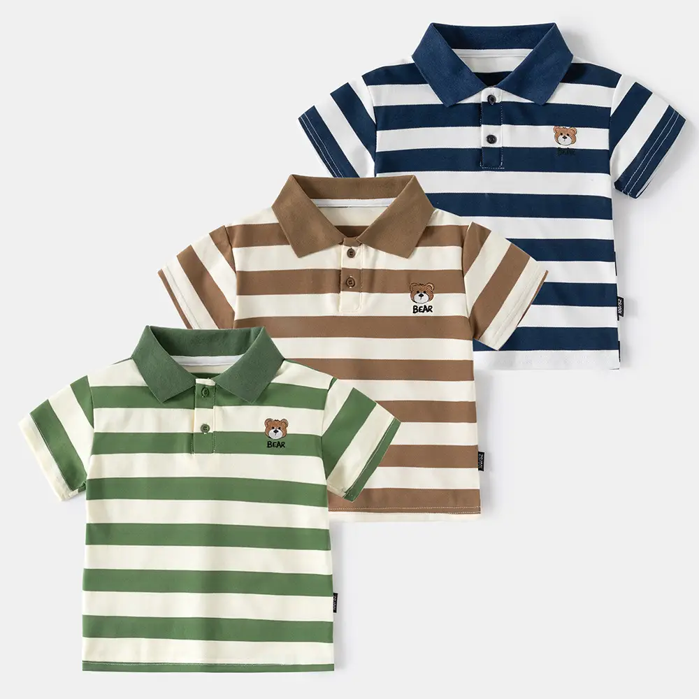Boys Striped Polo T-Shirt Navy White 2025 — feature 1