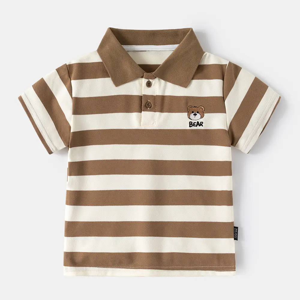 Boys Striped Polo T-Shirt Navy White 2025 - Image 2