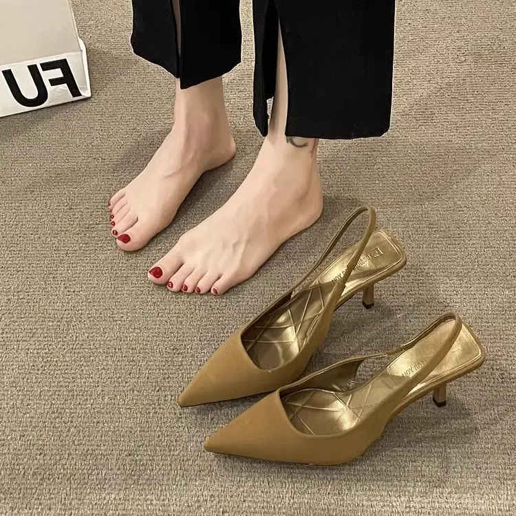 French Style Peep Toe Stiletto Heels Pink - Image 7