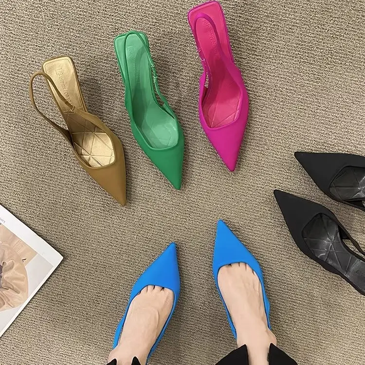 French Style Peep Toe Stiletto Heels Pink - Image 9