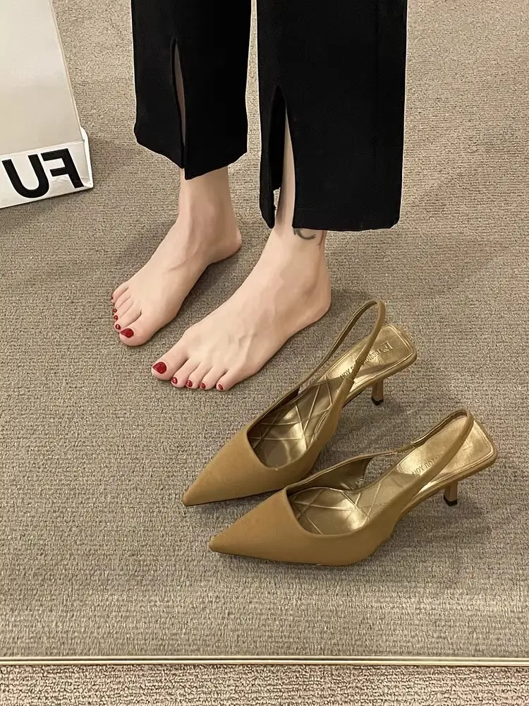 French Style Peep Toe Stiletto Heels Pink - Image 2
