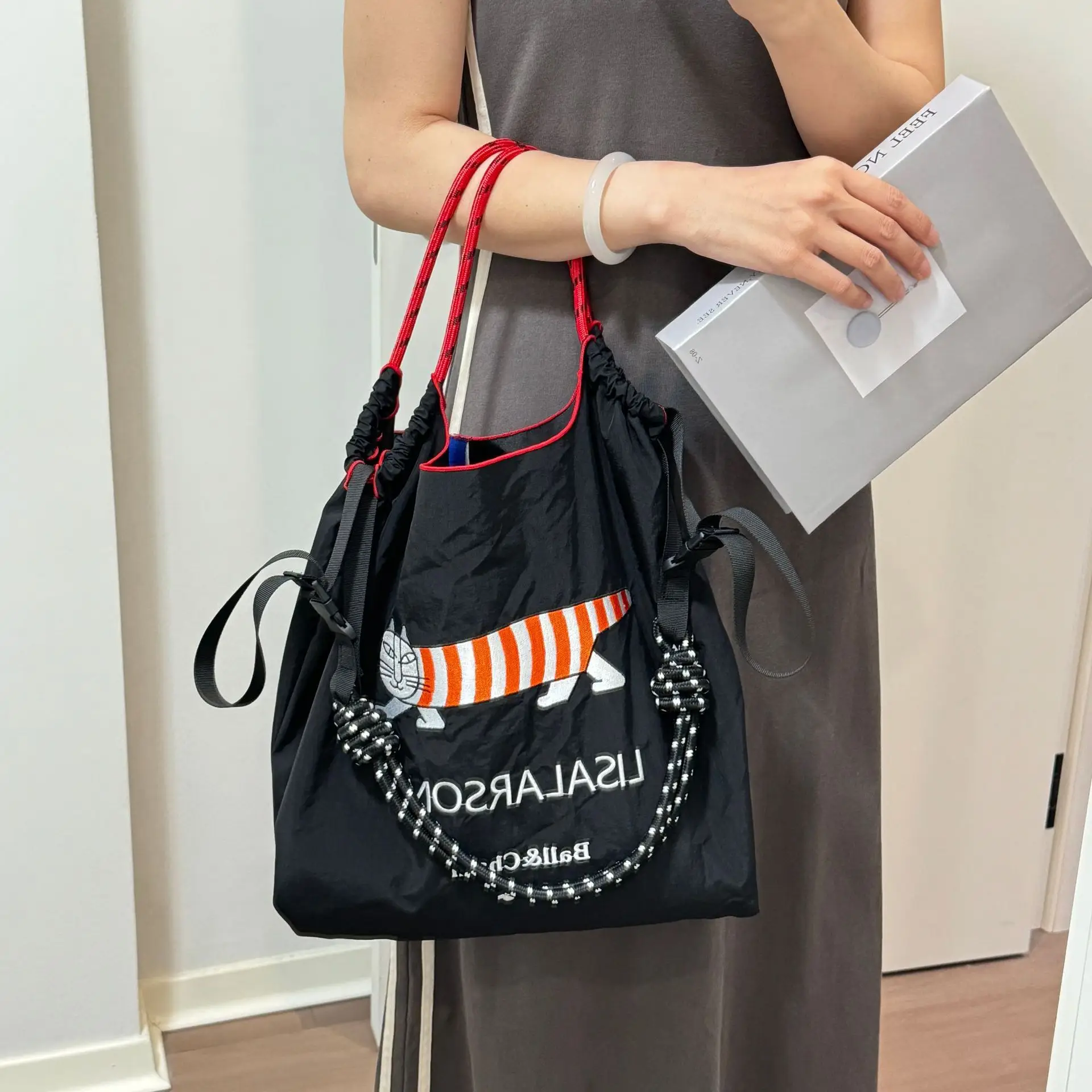 Lis Alarson Embroidered Nylon Shoulder Bag for Women - Image 5