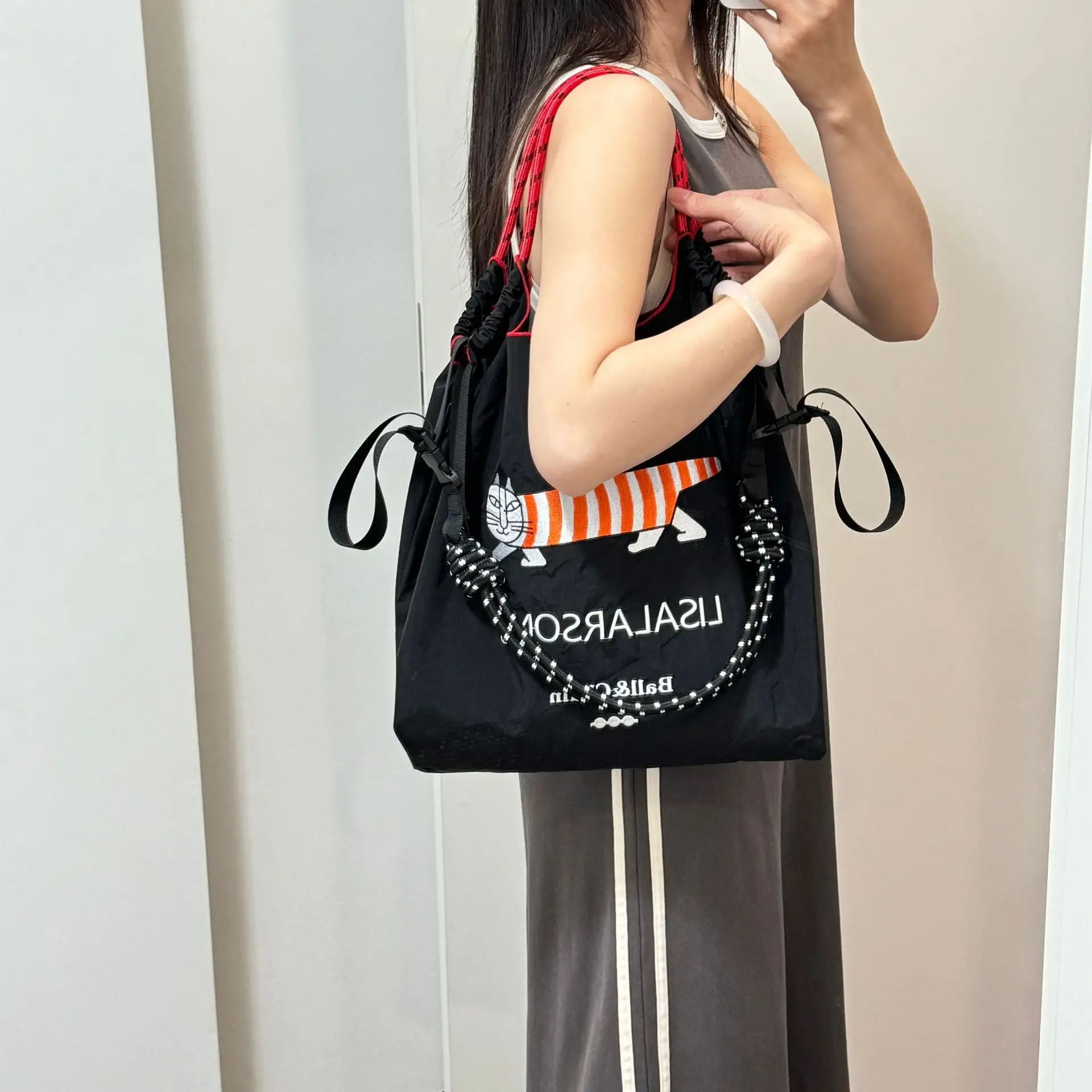 Lis Alarson Embroidered Nylon Shoulder Bag for Women - Image 6