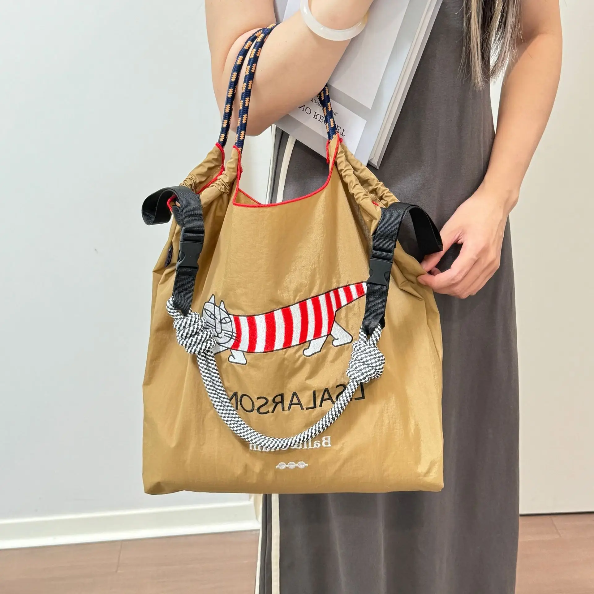 Lis Alarson Embroidered Nylon Shoulder Bag for Women - Image 7