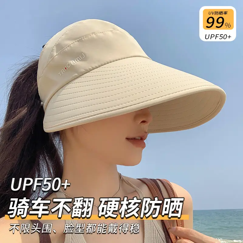 Women Ice Silk Open Top Sun Hat Large Circumference