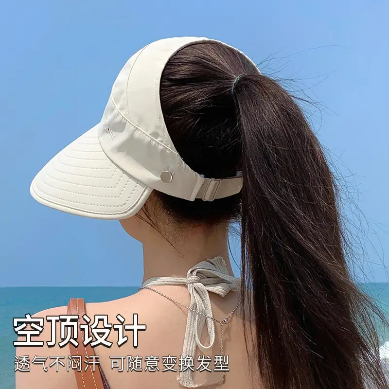 Women Ice Silk Open Top Sun Hat Large Circumference