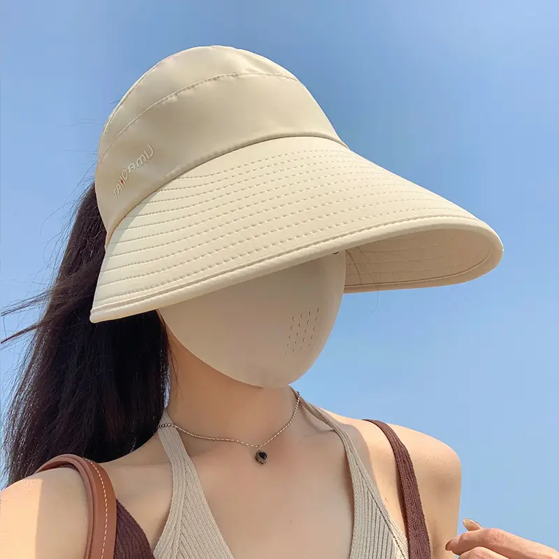 Women Ice Silk Open Top Sun Hat Large Circumference