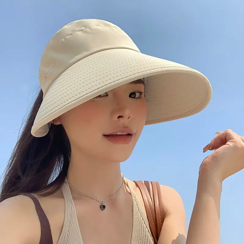 Women Ice Silk Open Top Sun Hat Large Circumference