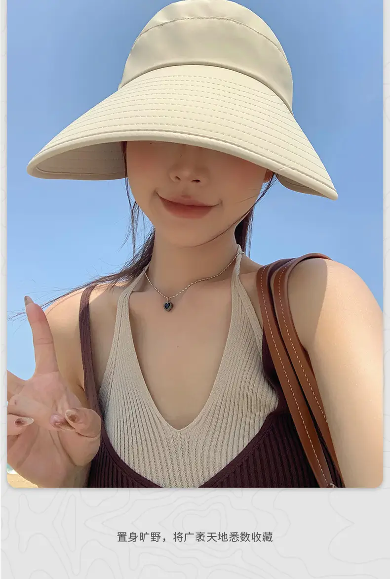 Women Ice Silk Open Top Sun Hat Large Circumference — feature 13