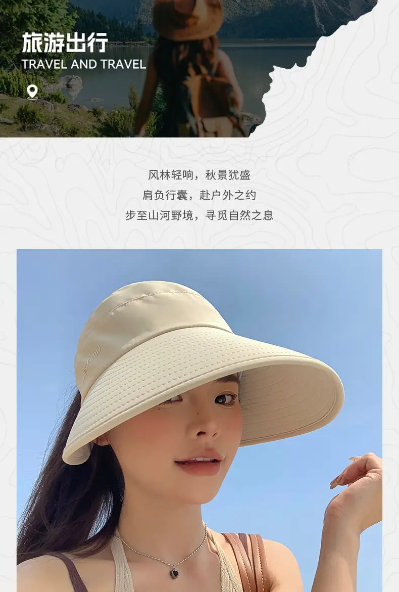Women Ice Silk Open Top Sun Hat Large Circumference — feature 3