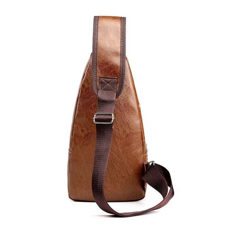 Men's Trendy Leather Crossbody Bag with Phone Charger