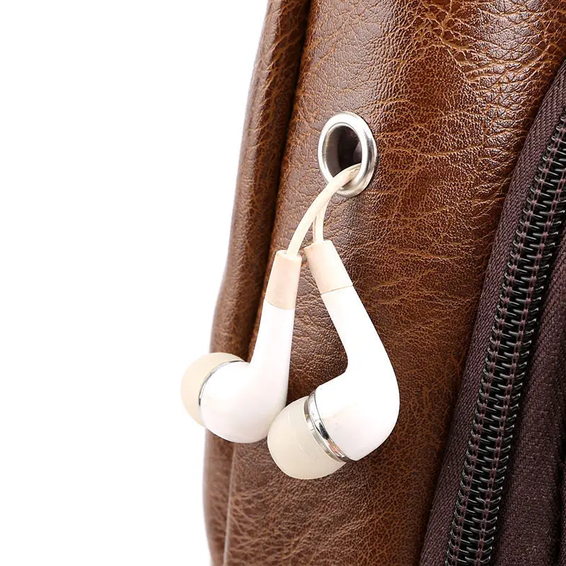 Men's Trendy Leather Crossbody Bag with Phone Charger