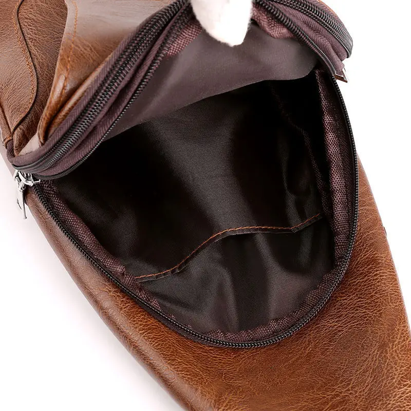 Men's Trendy Leather Crossbody Bag with Phone Charger