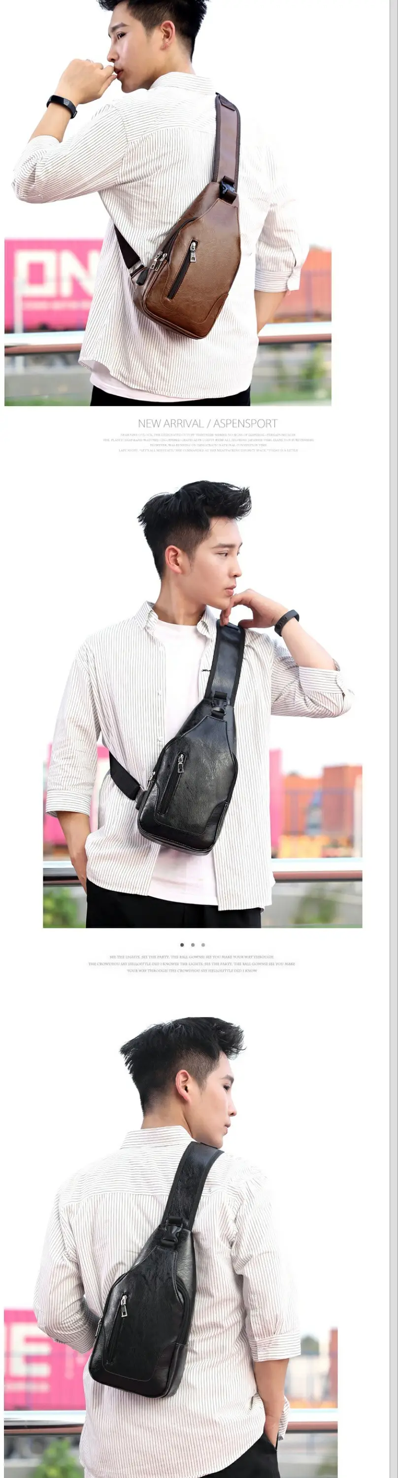 Men's Trendy Leather Crossbody Bag with Phone Charger — feature 5