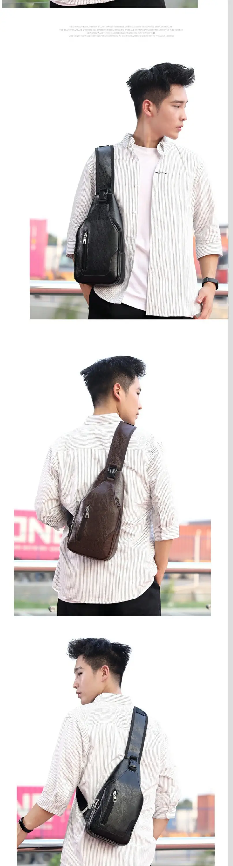 Men's Trendy Leather Crossbody Bag with Phone Charger — feature 6