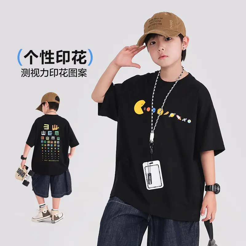 Boys Black Graphic T-Shirt 2026 Kids Shorts Set - Image 2
