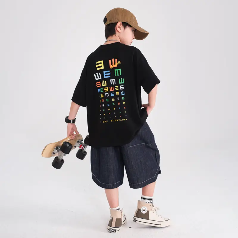 Boys Black Graphic T-Shirt 2026 Kids Shorts Set - Image 5