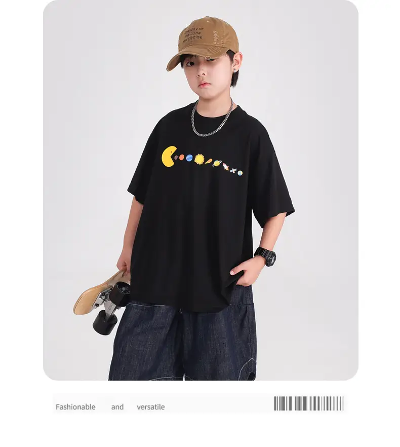 Boys Black Graphic T-Shirt 2026 Kids Shorts Set — feature 20