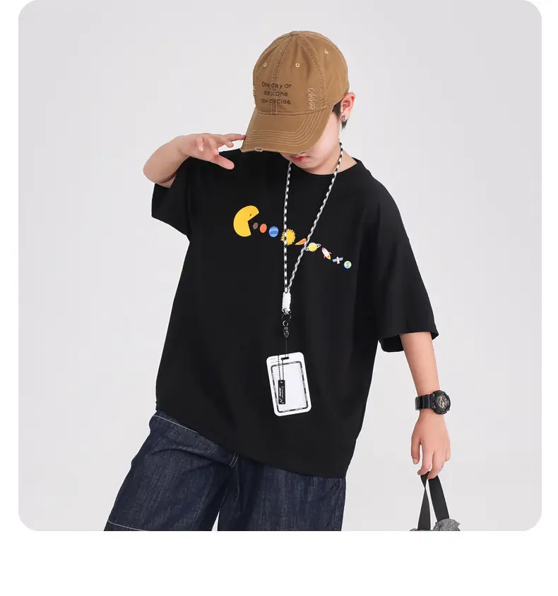 Boys Black Graphic T-Shirt 2026 Kids Shorts Set — feature 22