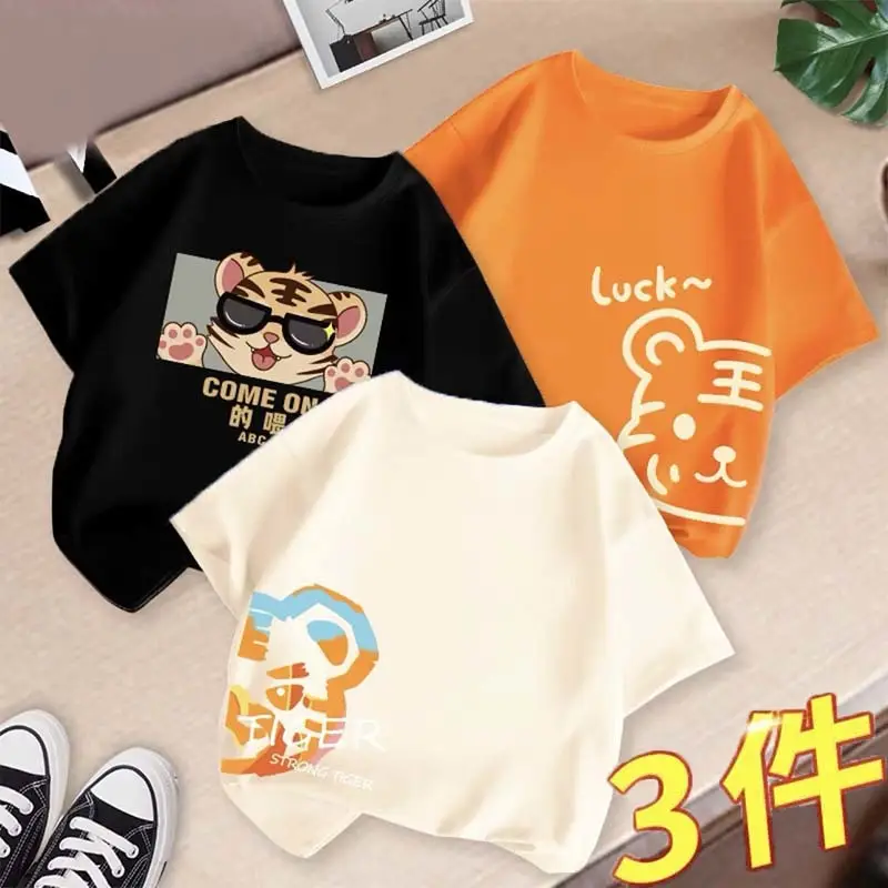 Boys 3Pcs Summer T-Shirts Set Cotton Kidsren Summer Wear