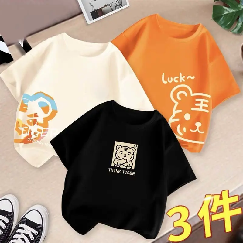 Boys 3Pcs Summer T-Shirts Set Cotton Kidsren Summer Wear