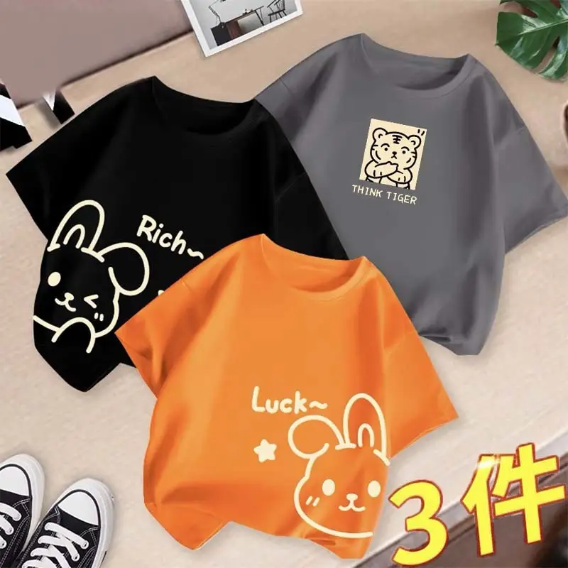 Boys 3Pcs Summer T-Shirts Set Cotton Kidsren Summer Wear