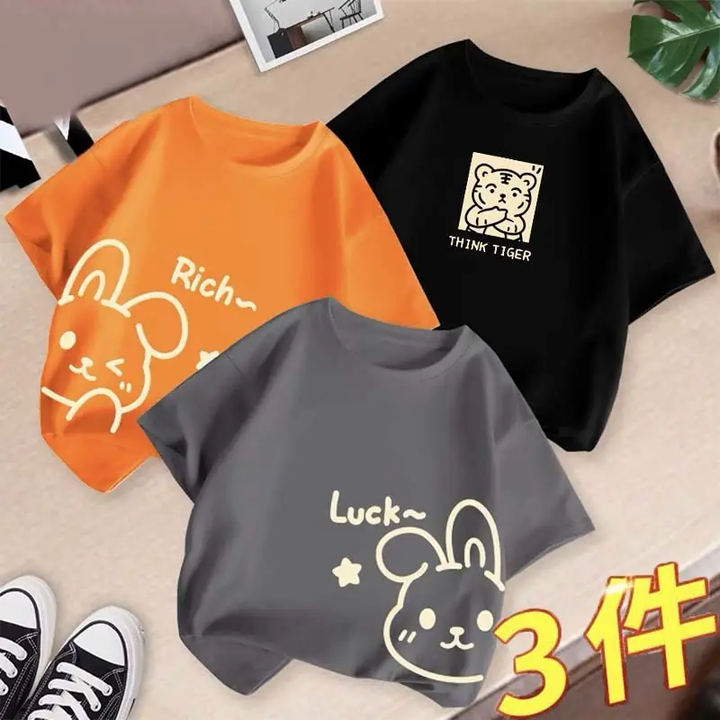 Boys 3Pcs Summer T-Shirts Set Cotton Kidsren Summer Wear