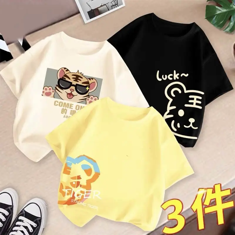 Boys 3Pcs Summer T-Shirts Set Cotton Kidsren Summer Wear