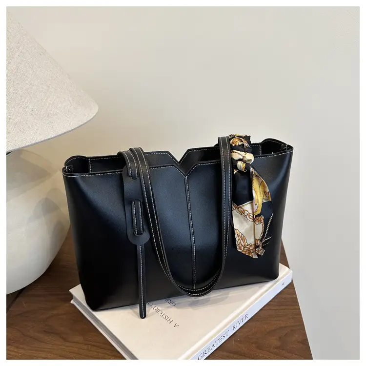 Women Large Capacity Tan Shoulder Bag with Silk Bow — feature 22