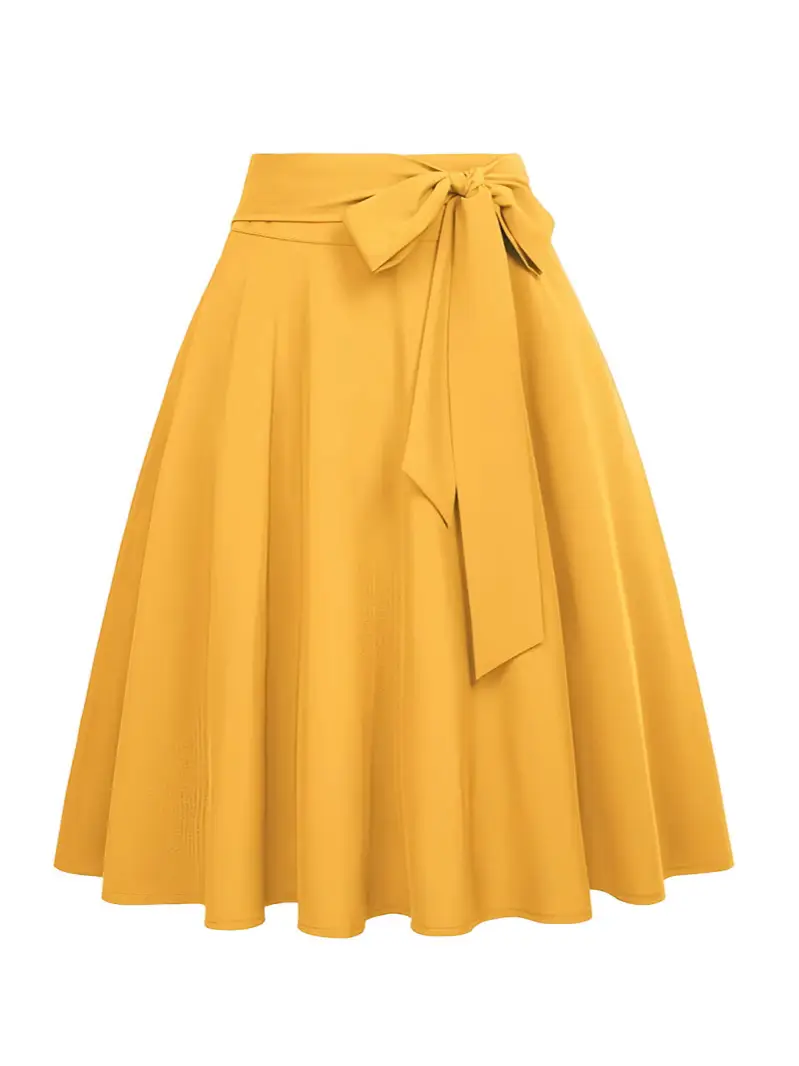 Women's Olive Green Pleated Skirt with Belt