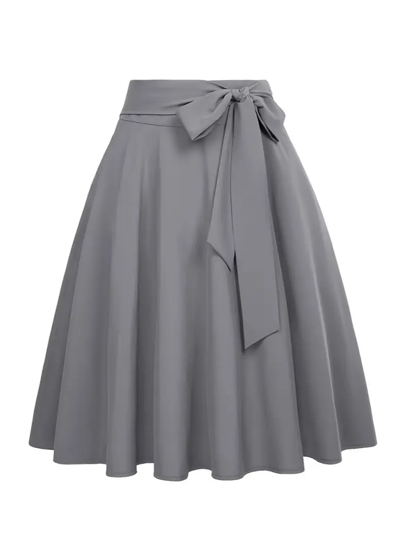 Women's Olive Green Pleated Skirt with Belt