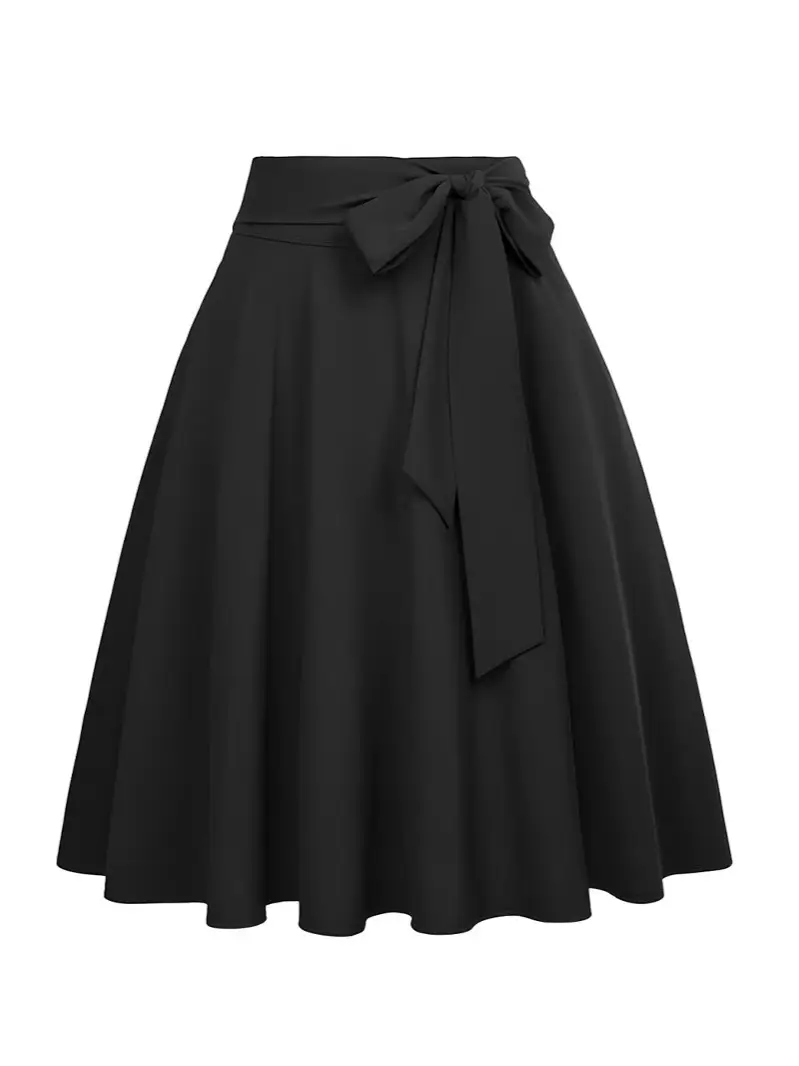 Women's Olive Green Pleated Skirt with Belt