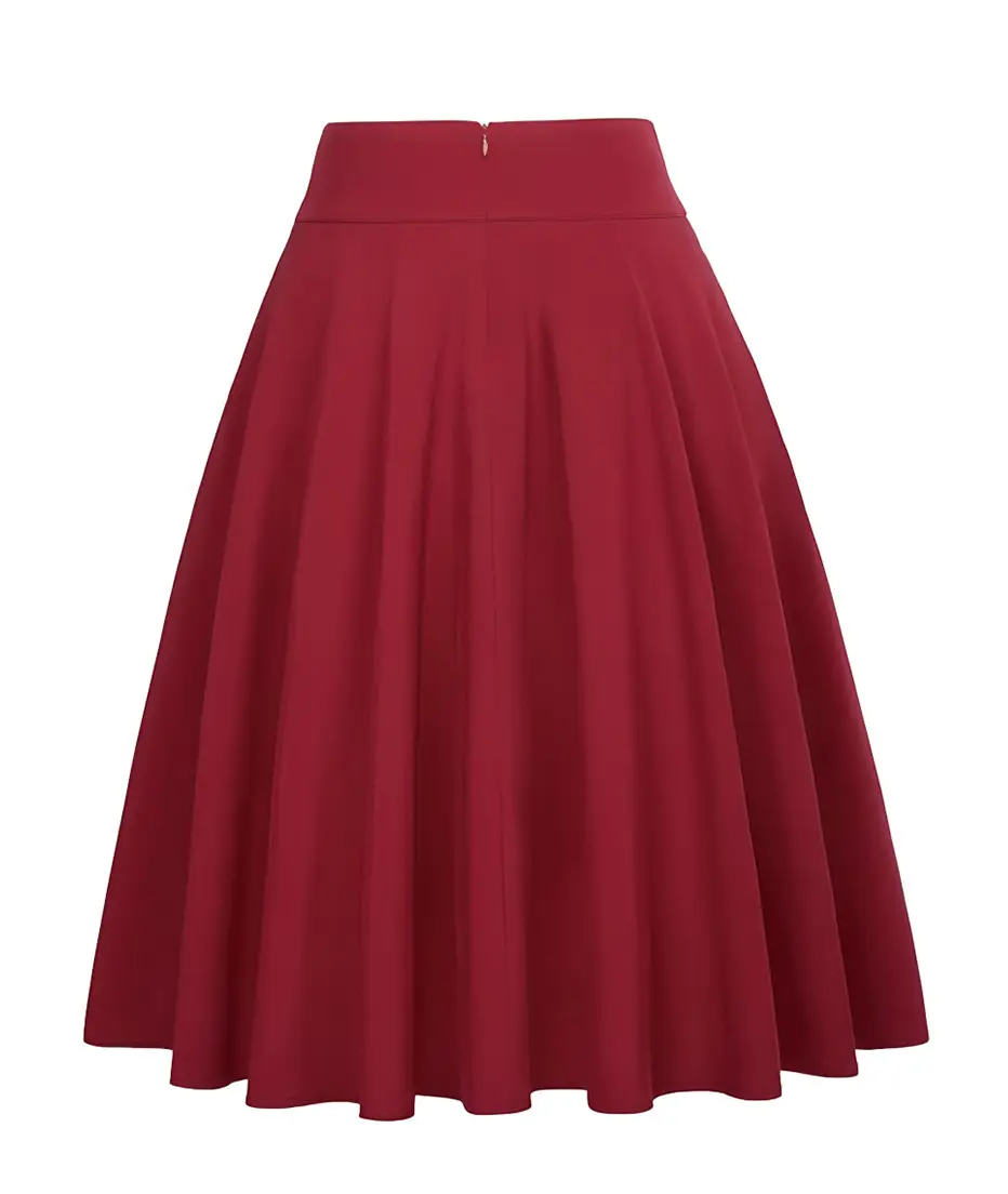 Women's Olive Green Pleated Skirt with Belt — feature 11