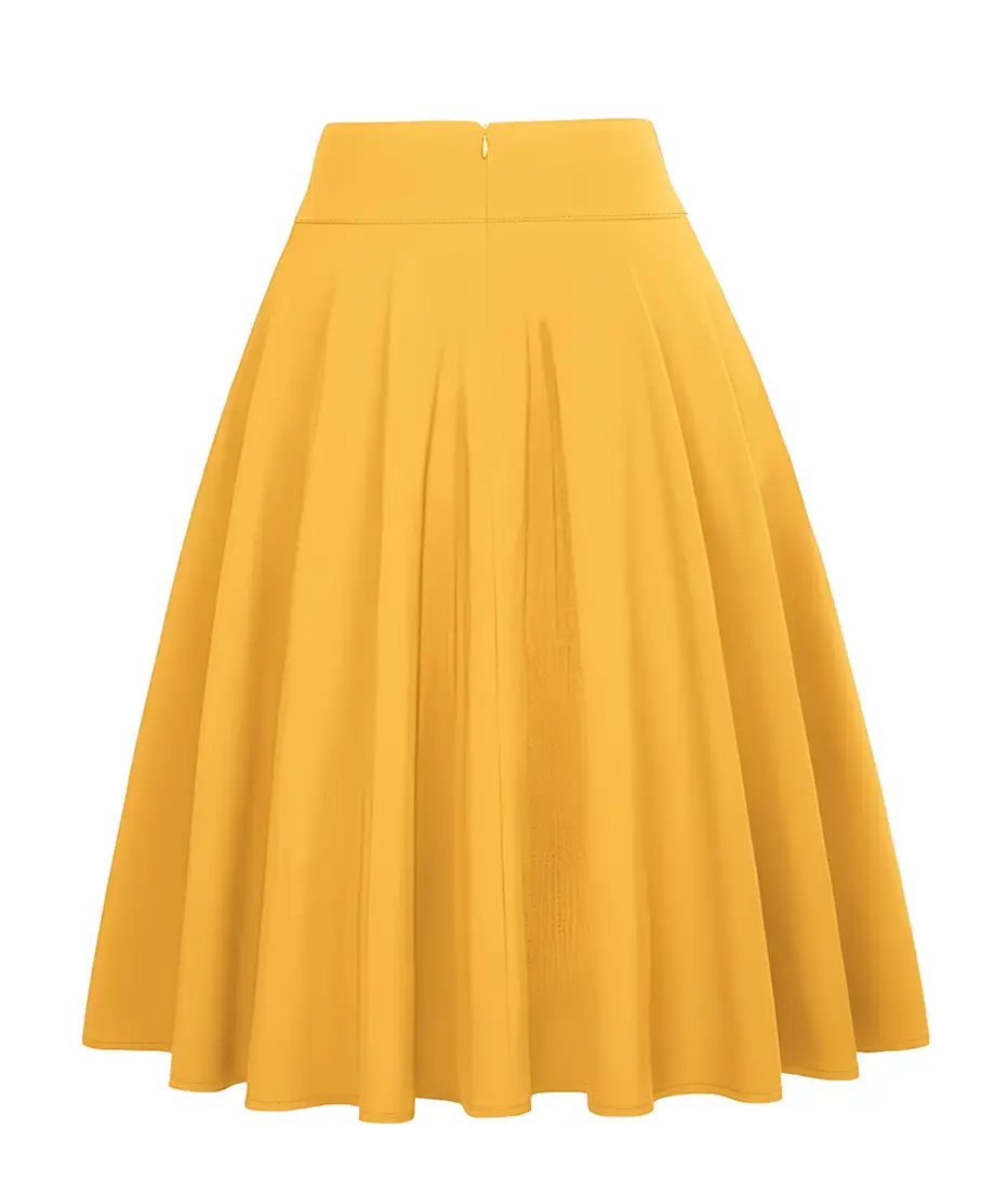 Women's Olive Green Pleated Skirt with Belt — feature 13