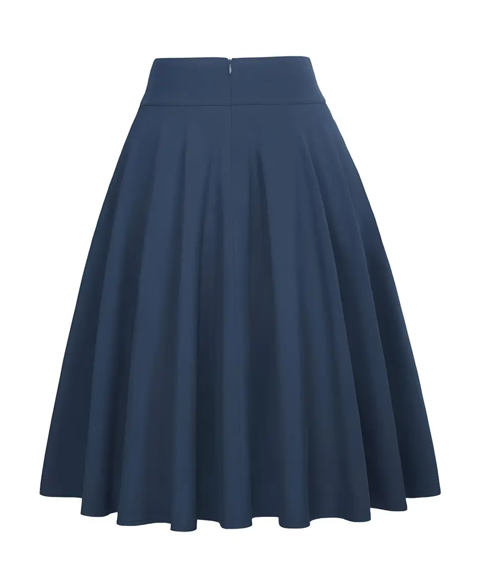 Women's Olive Green Pleated Skirt with Belt — feature 7