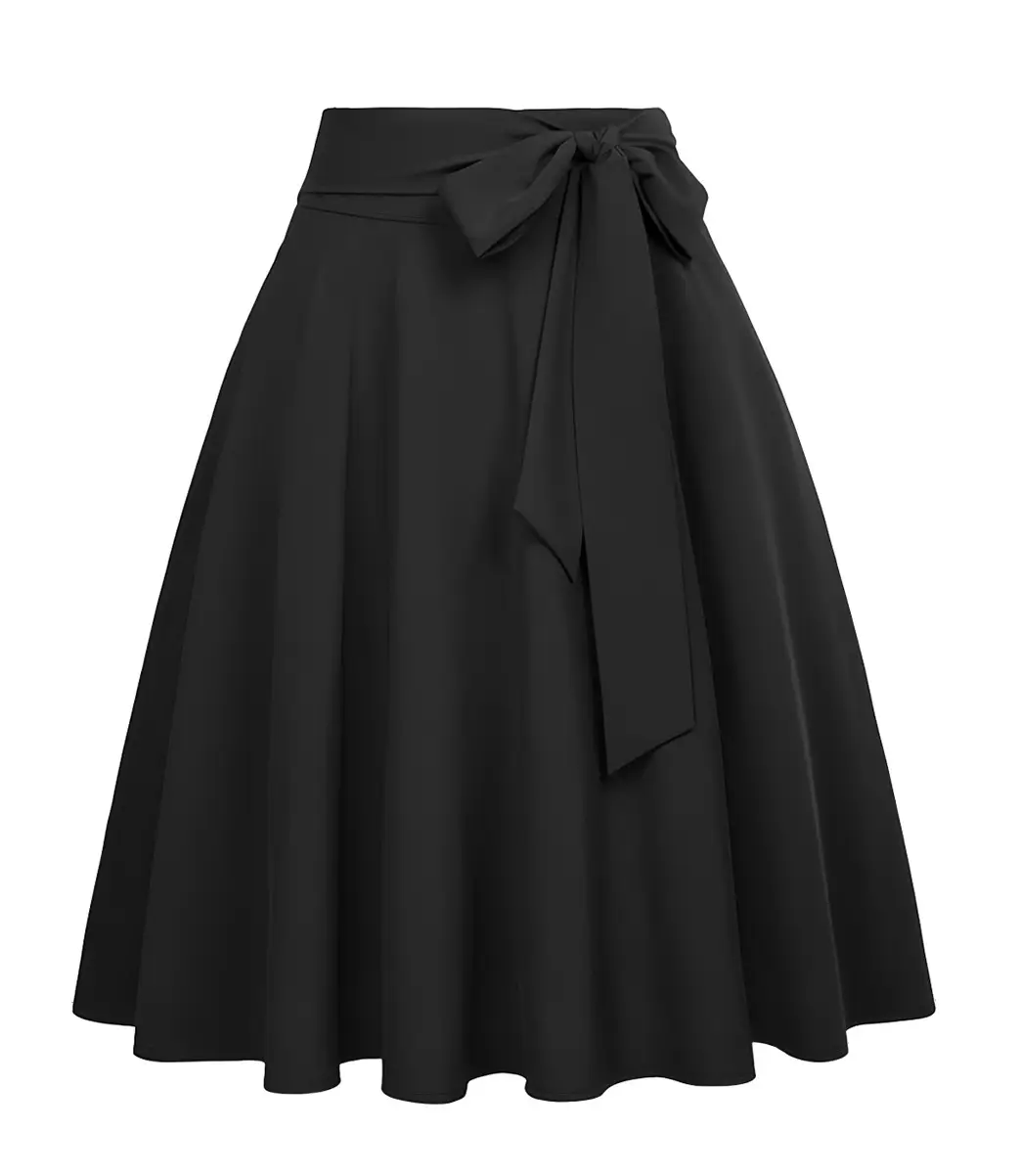 Women's Olive Green Pleated Skirt with Belt — feature 8