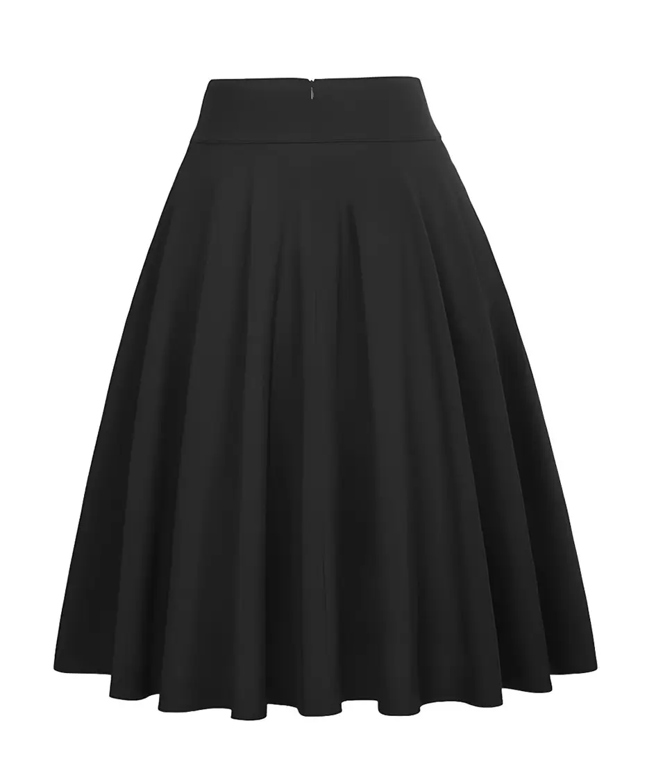 Women's Olive Green Pleated Skirt with Belt — feature 9