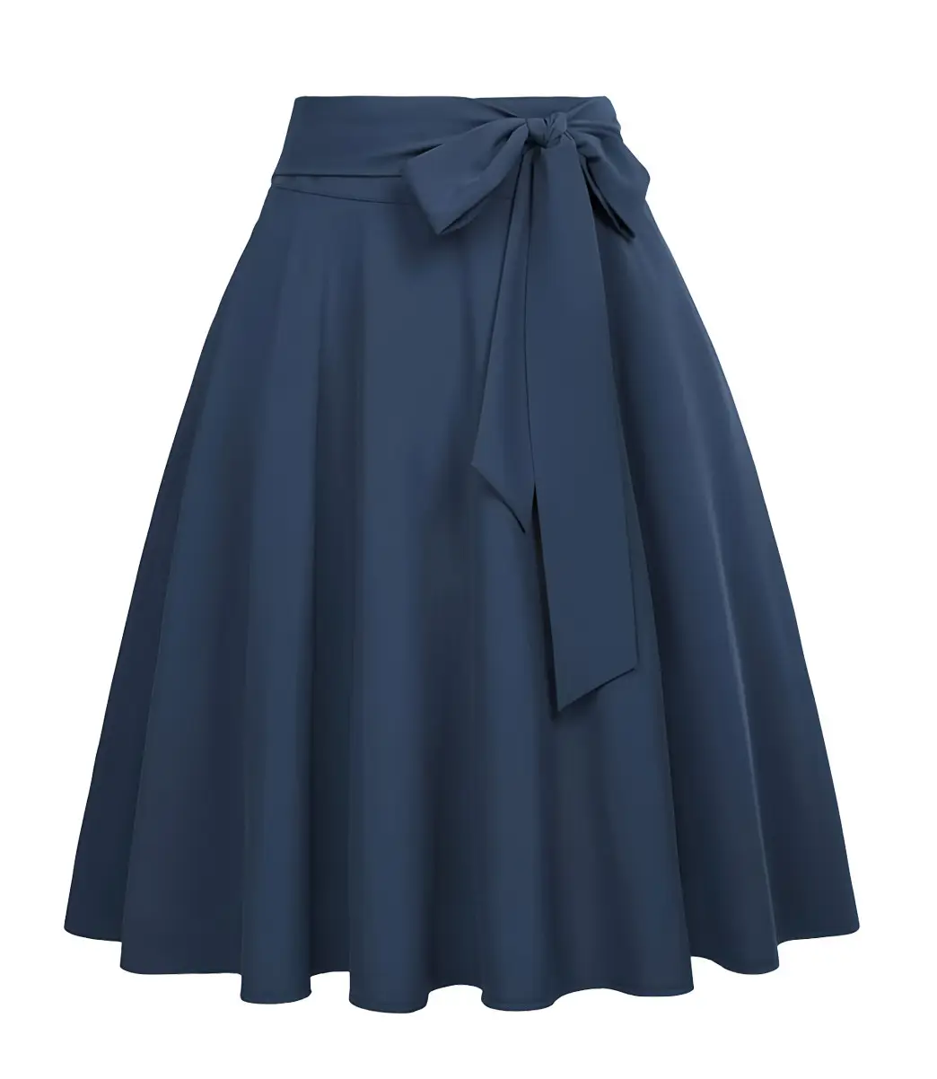 Women's Olive Green Pleated Skirt with Belt