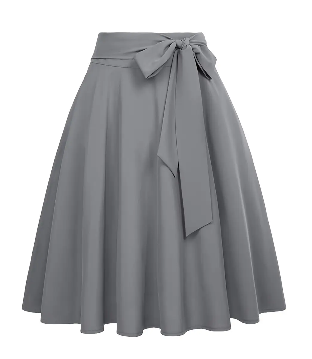 Women's Olive Green Pleated Skirt with Belt