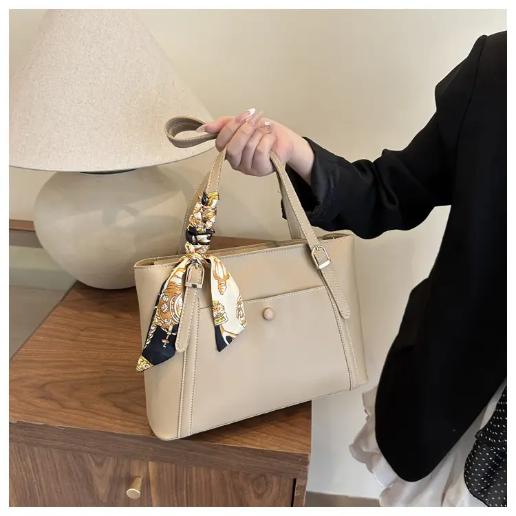European Fashion Silk Scarf Bag Large Capacity Beige — feature 10