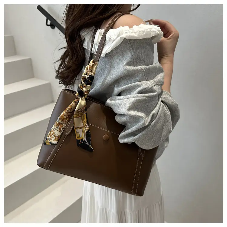 European Fashion Silk Scarf Bag Large Capacity Beige — feature 15