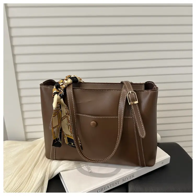 European Fashion Silk Scarf Bag Large Capacity Beige — feature 21