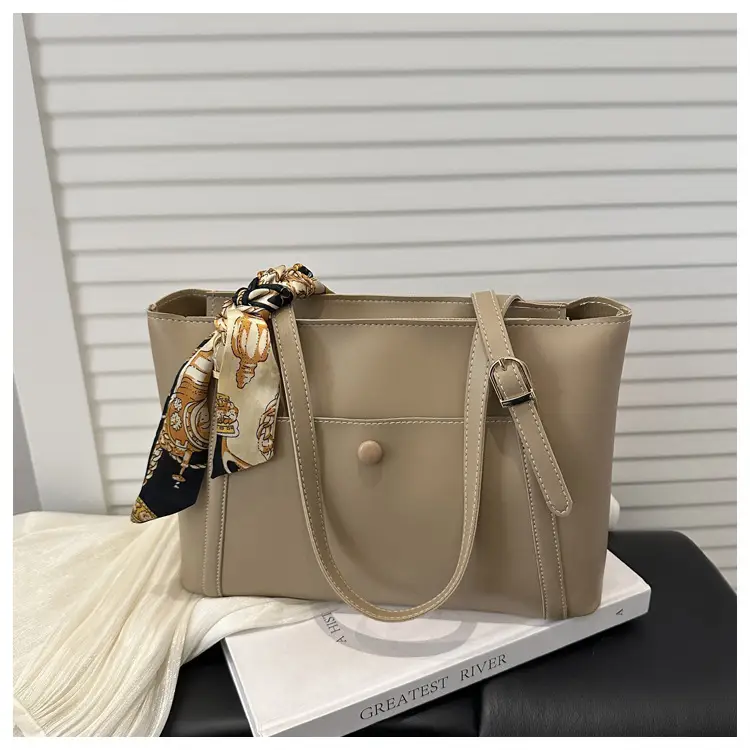 European Fashion Silk Scarf Bag Large Capacity Beige — feature 22
