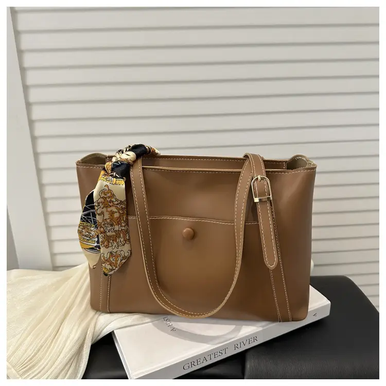 European Fashion Silk Scarf Bag Large Capacity Beige — feature 23
