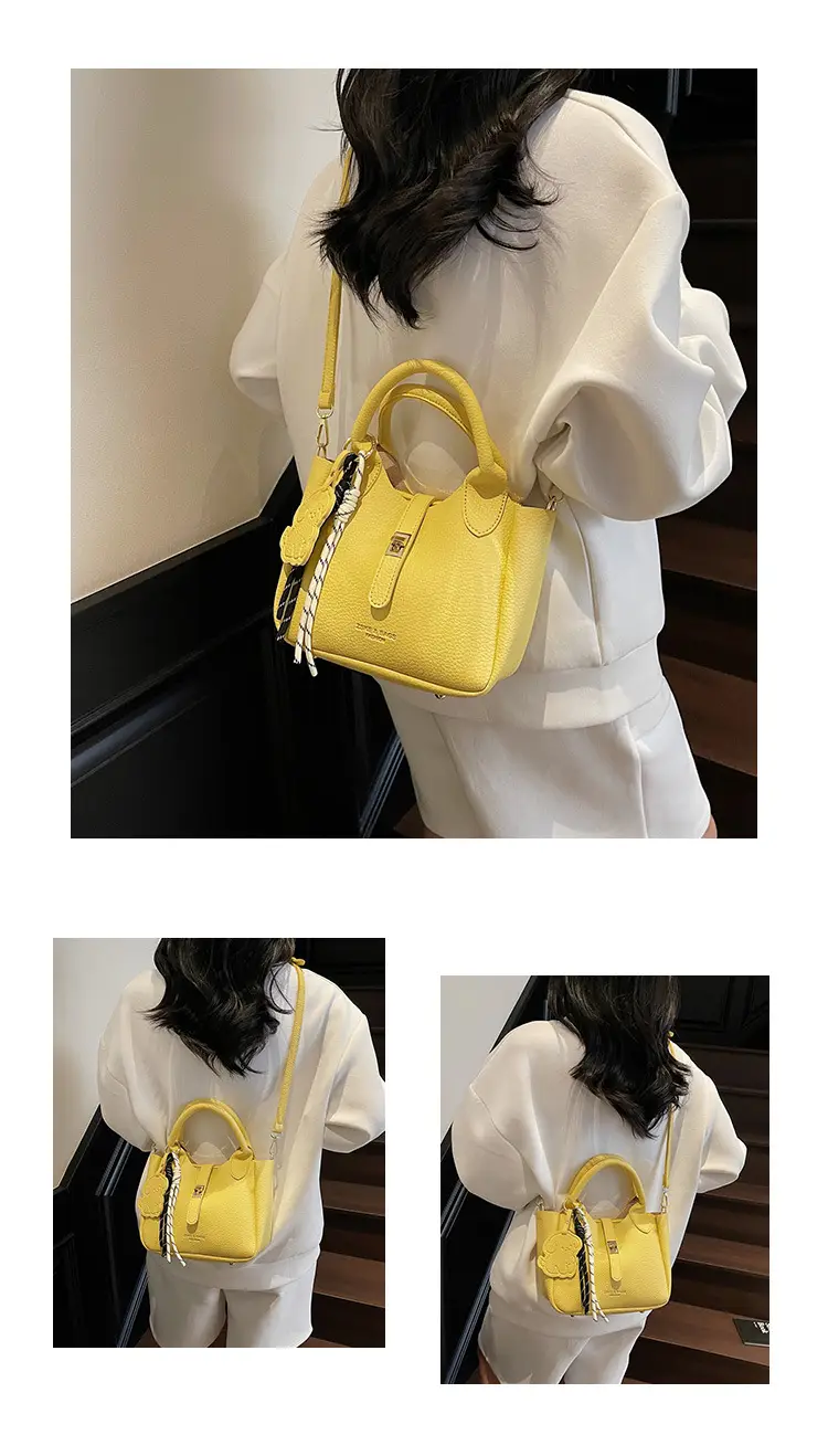 Yellow Portable Vegetable Basket Bag for Women — feature 15